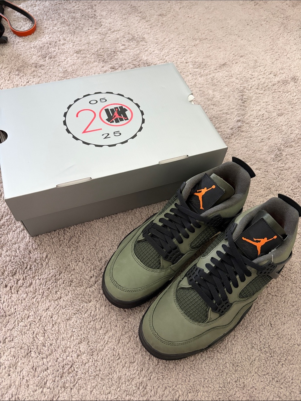 Jordan Olive Green and Black Men’s Sneakers with Orange Jumpman